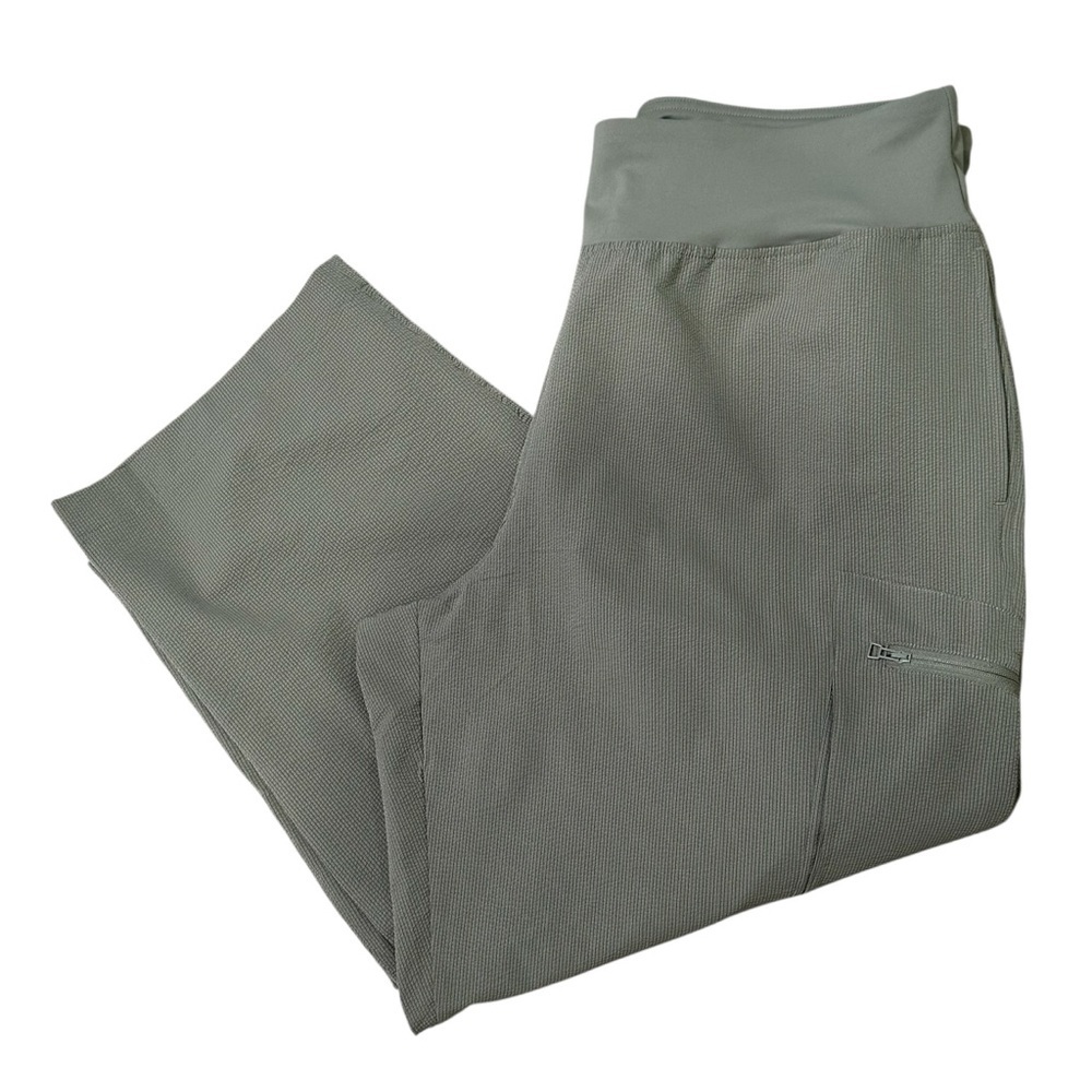 Sage Collective Women’s XL Olive Green Textured Cropped Wide Leg Cargo Pant
